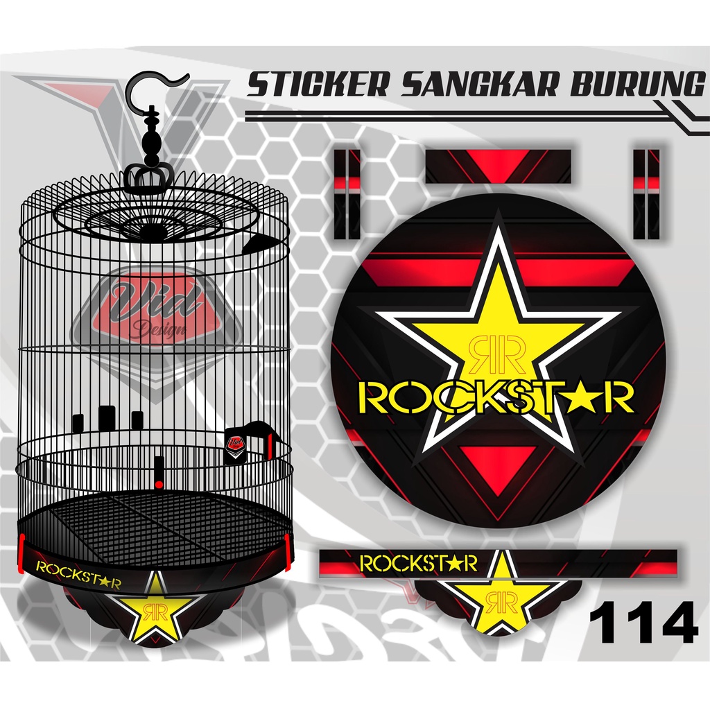 Stiker Sangkar Murai Decal Kandang Bulat Motif Rockstar