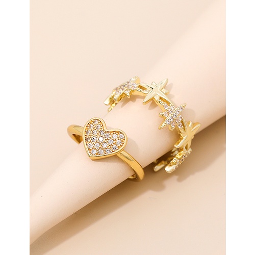 LRC Cincin Fashion Golden Alloy Diamond Stud Earrings V34148