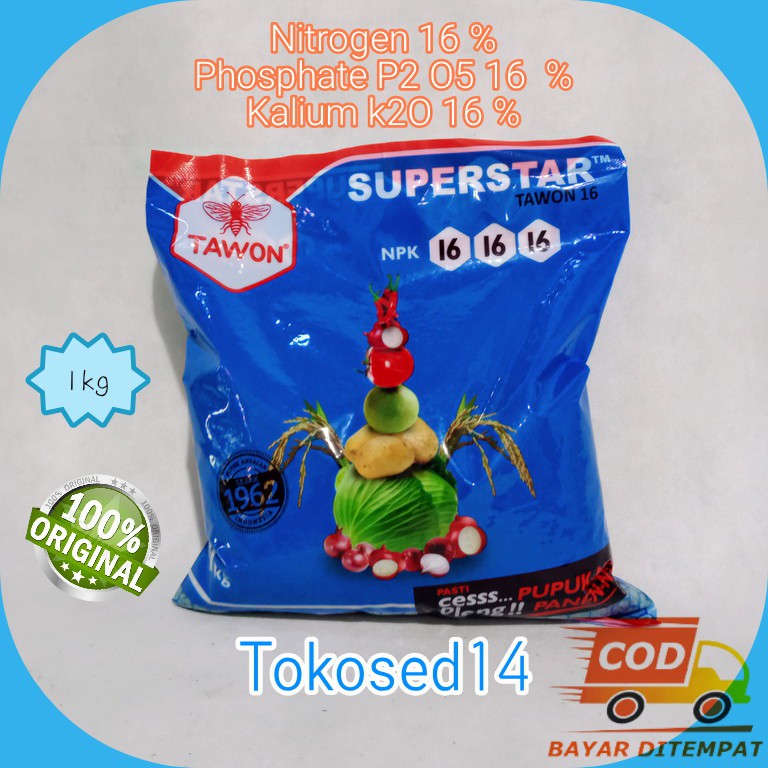 Pupuk NPK tawon 16-16-16 1 kg npk biru npk cap tawon 1 kg