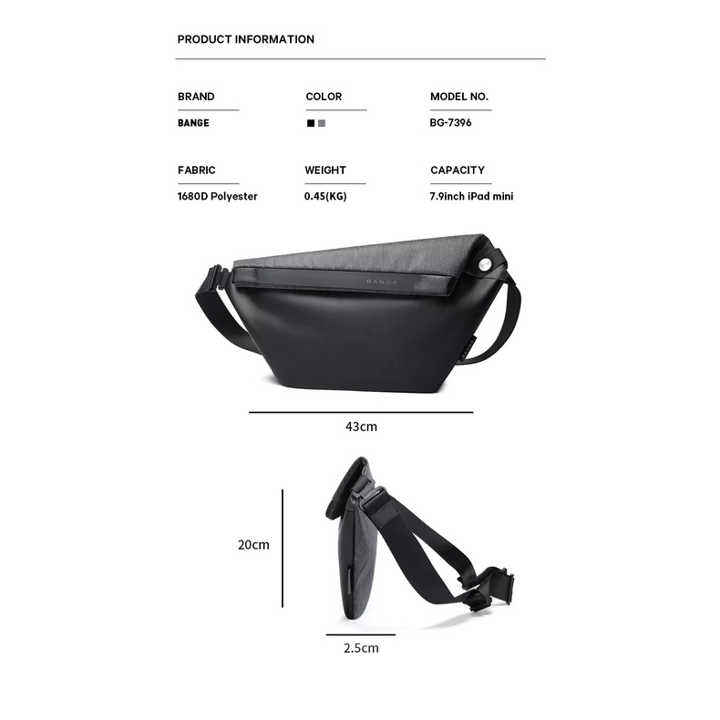 Bange Tas Selempang Pria Waist Bag Pria Sling Bag Pria BG7396