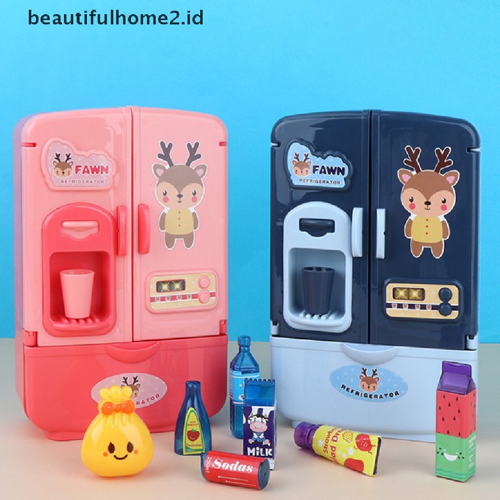 (Beautifulhome2.Id) 1 Set Mainan Kulkas Mini Untuk Anak Bermain Peran