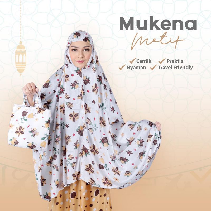 Mukena Sholat Wanita Dewasa Rayon Bali Premium Cantik Adem Putih