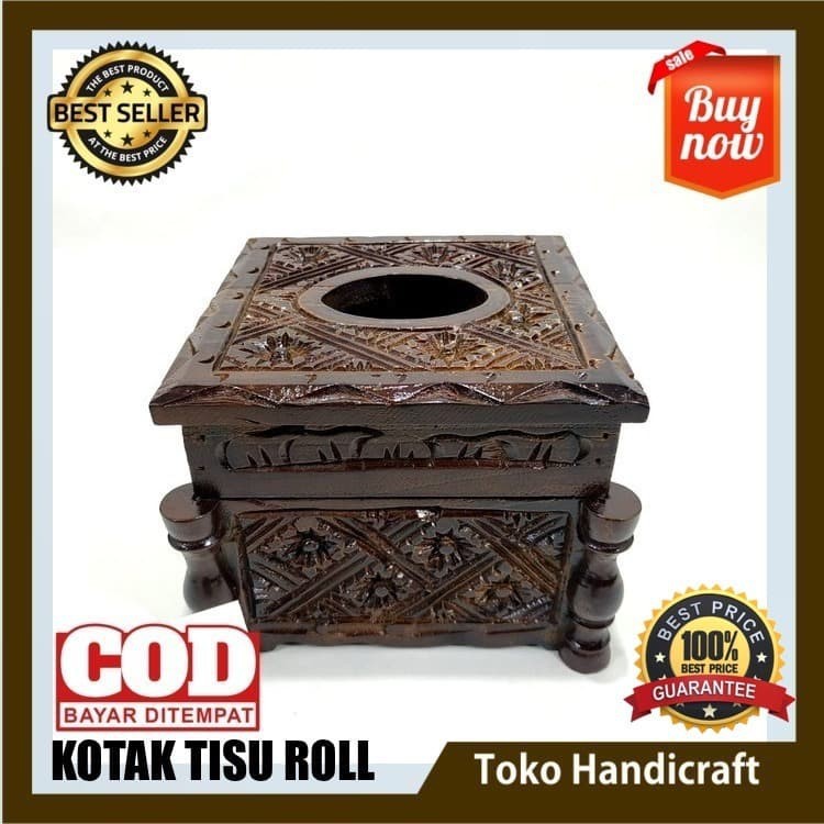 (tokohandicraft) BOX TISU KAYU JATI UKIR / KOTAK TISU GULUNG / TEMPAT TISU TOILET / BOX TISU ROLL