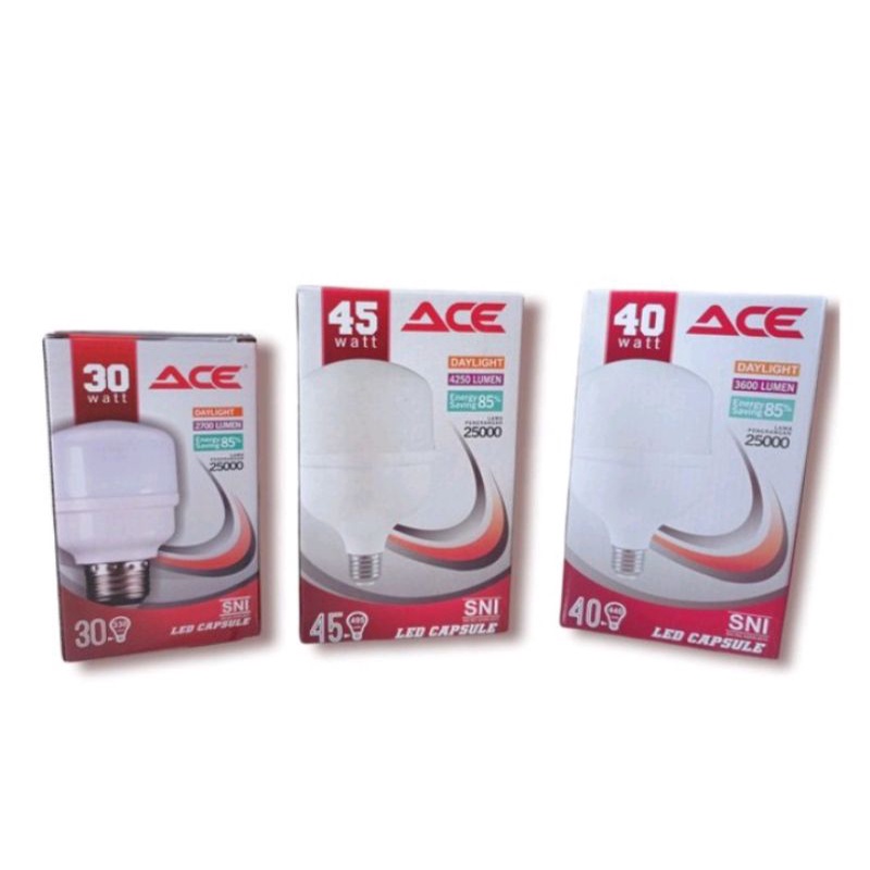 Lampu LED Murah / Bohlam LED / Lampu Led Capsule Jumbo Merk ACE 30 45 50 60 watt SNI