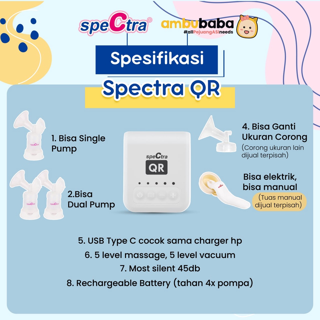 Spectra QR Rechargeable Dual Pump Pompa ASI Elektrik