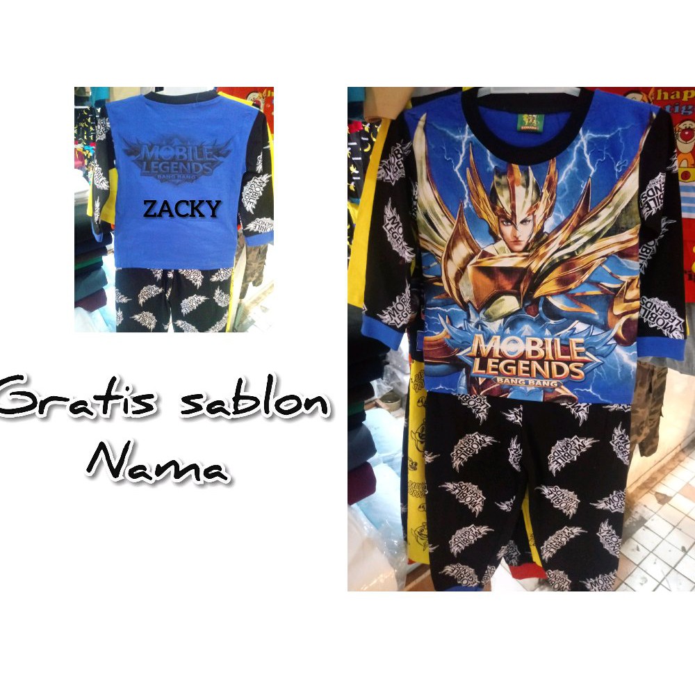 Baju Setelan Anak Karakter Mobile Legend Panjang Gratis Sablon Nama
