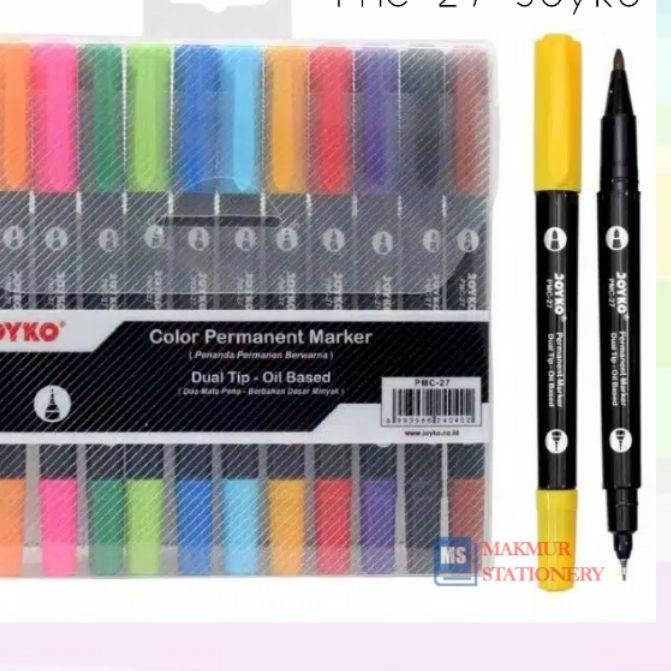 

zdw⭐352 Spidol Warna/Color Permanent Marker Joyko Dual Tip 12 Warna PMC-27 [EY30],,