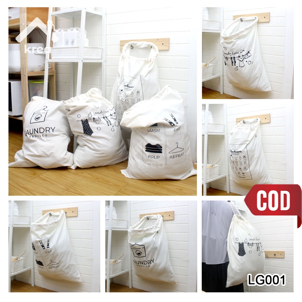 LAUNDRY BAG GANTUNG AESTHETIC MINIMALIS TIDAK MEMERLUKAN BANYAK RUANG / SPACE SAVER