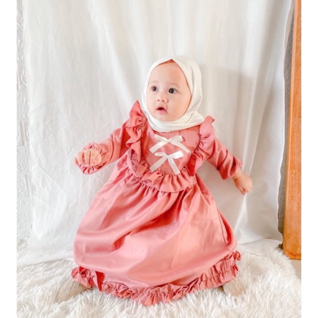 dress anak balita tunik anak bayi gamis bayi SELENA DRESS 1-3 tahun 0-12 bulan baju muslim anak perempuan gamis dress