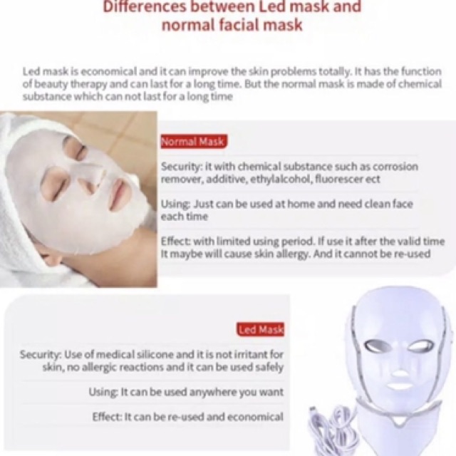 7 colors LED Facial Mask Therapy Face Neck Masker lamp PDT LTD SKIN REJUVE