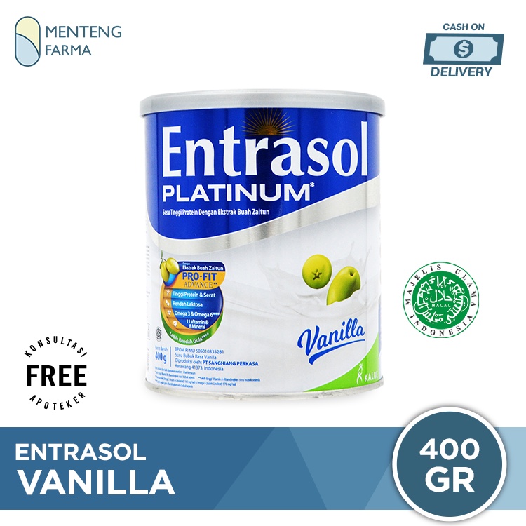 Entrasol Platinum Vanilla 400 Gram - Susu Tinggi Protein Lansia