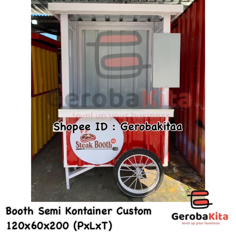 booth semi container dorong / gerobak dorong/ booth roda besar/ gerobak dorong murah