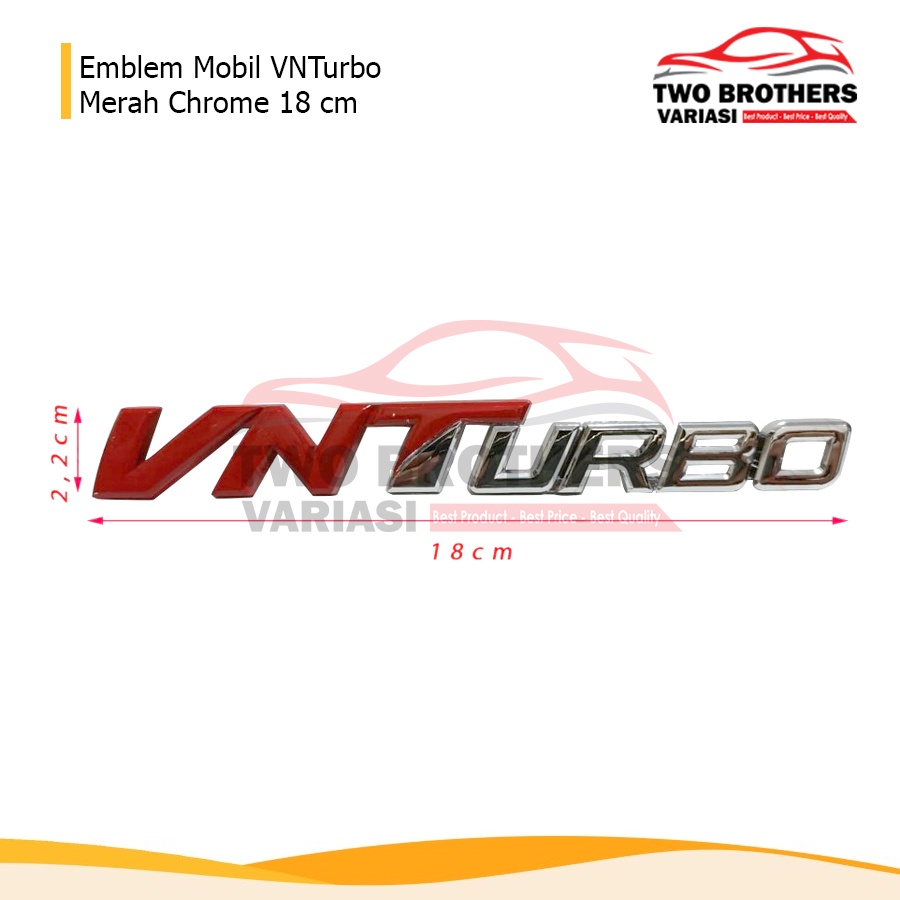 Emblem Mobil VNTurbo Merah Chrome 18cm