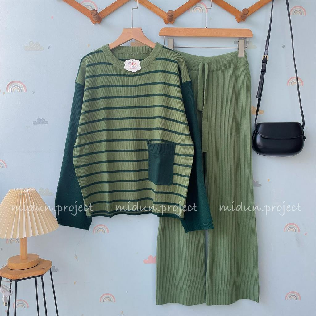 ELMIRA STRIPE KNIT | SETELAN RAJUT KOREAN STYLE