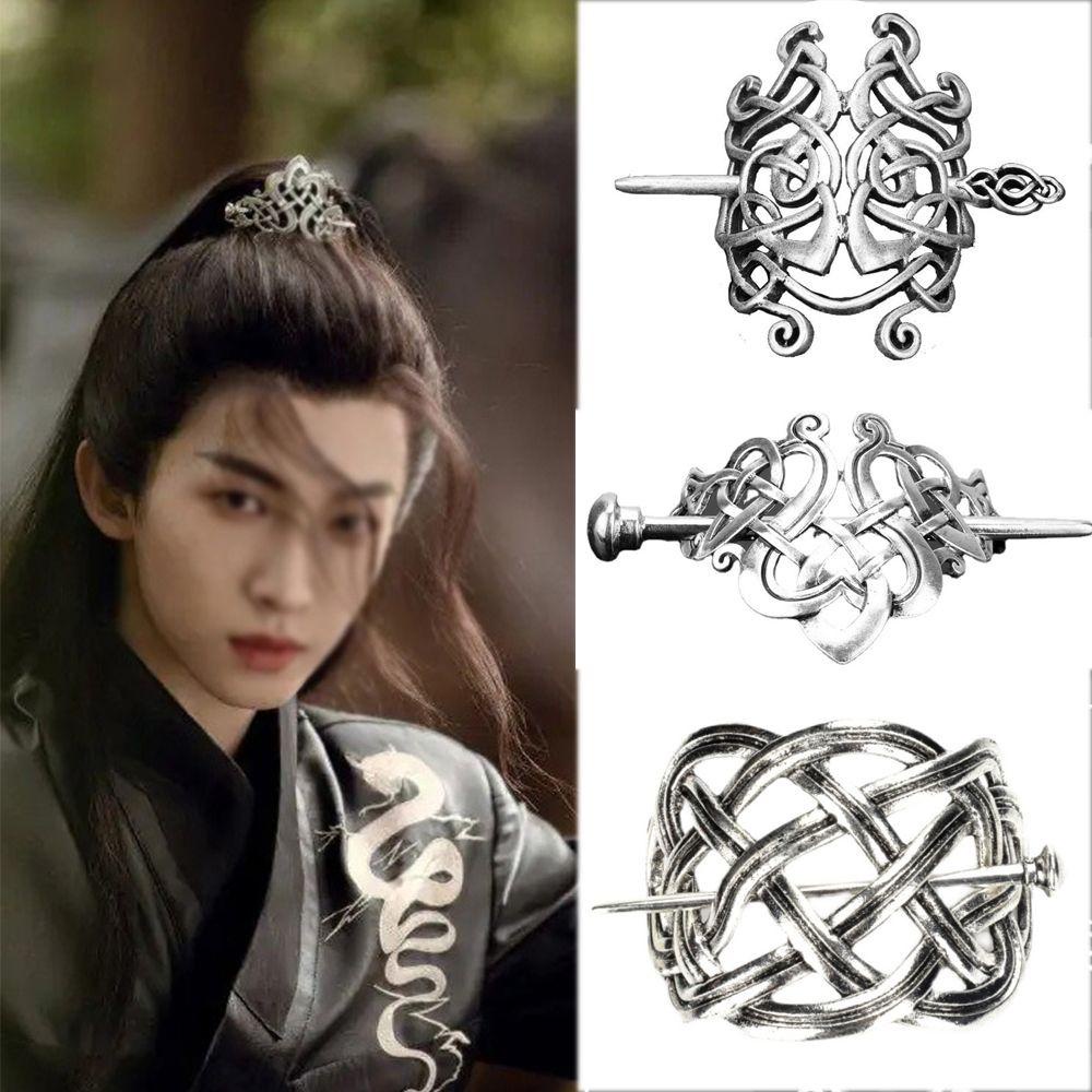 NEEDWAY Gaya Kuno Mahkota Rambut Geometris Sederhana Korset Rambut Gaya Cina Aksesoris Rambut Paduan Properti Foto Celtic Knot Hair Stick