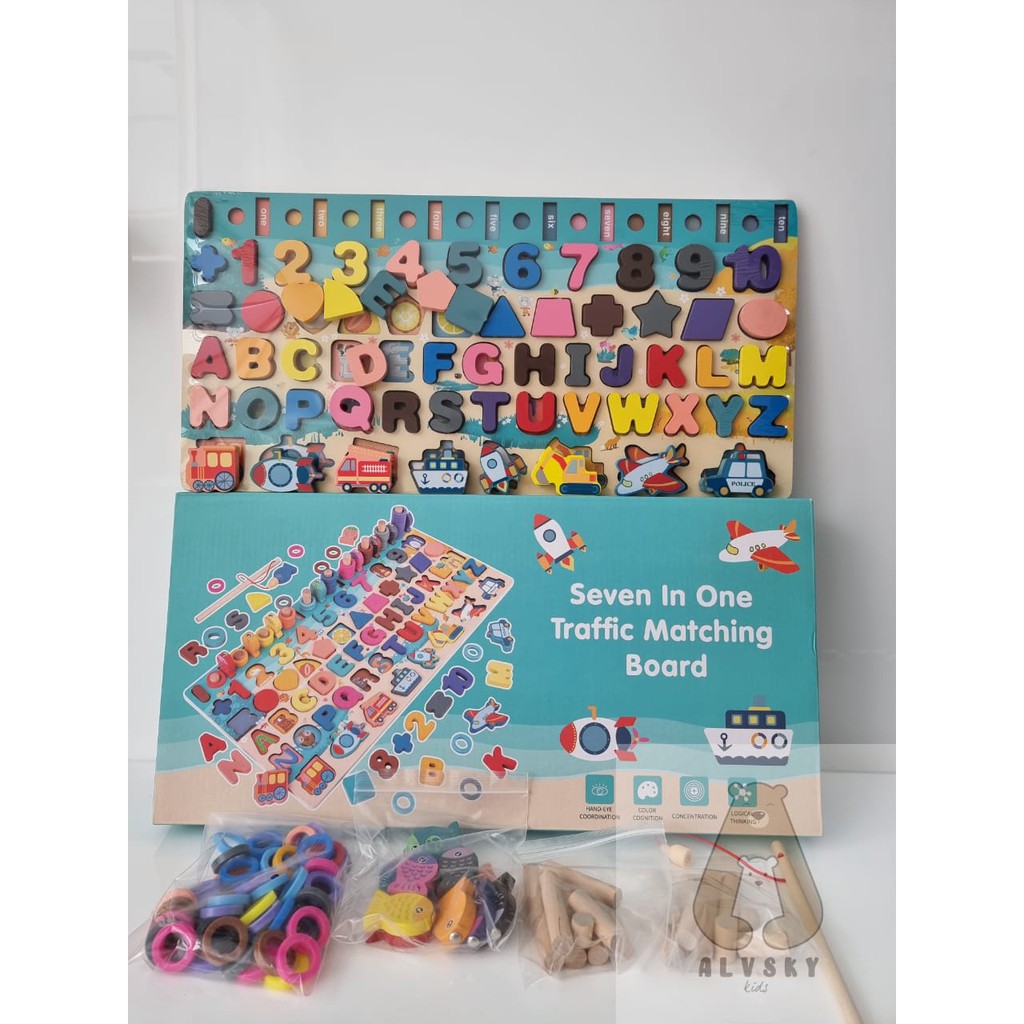 7 IN 1 PUZZLE EDUKASI / MONTESSORI 7 IN 1 PUZZLE / PUZZLE BERHITUNG DENGAN BENTUK / MAINAN EDUKASI PUZZLE KAYU ANAK