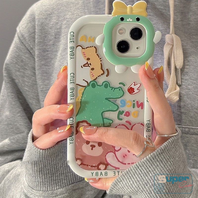 Casing Oppo A17 A95 A15 A17K A96 A12 A57 2022 A3s A5s A7 A74 A94 A92 A16 A54 A16K A1K A15s A55 A31 A5 Az A16 A35 Az A 6s Motif Kartun Monster Bear