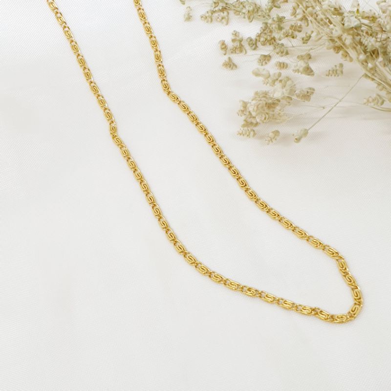 kalung titanium asli anti karat&amp;alergi gold colour 50Cm