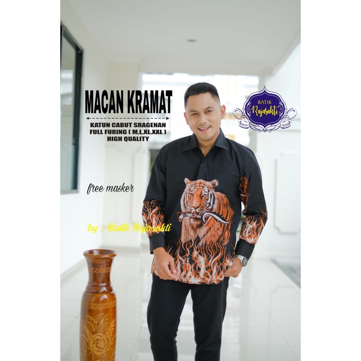 MACAN KRAMAT RAJASAKTI KEMEJA BATIK SOLO PRIA LENGAN PANJANG PENDEK LAPIS FURING ATASAN PREMIUM MODERN KATUN HALUS BAHRAN DHIAULHAQ DAMAR LANGIT MADUKARA JIWATRENTEM MACAM KUJANG NAJMUDDIN ABRAR WIJAYA MANUK PRING 2 RAIBOW BABON GREY 2 BLUE INDAH DRAGON