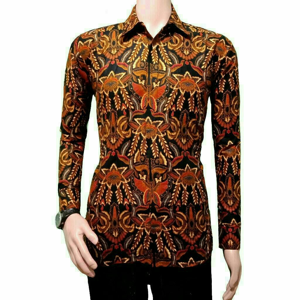 BSWART BATIK HRB026 Kenongo Hem Pendek Padi Pekalongan M L XL Batik Pria MURAH