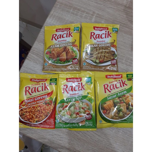 

Indofood racik sop/ sayur asem/ ayam goreng/ ikan goreng/ nasi goreng extra pedas