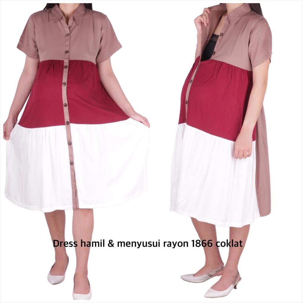 Dress Hamil &amp; Menyusui Rayon D1866