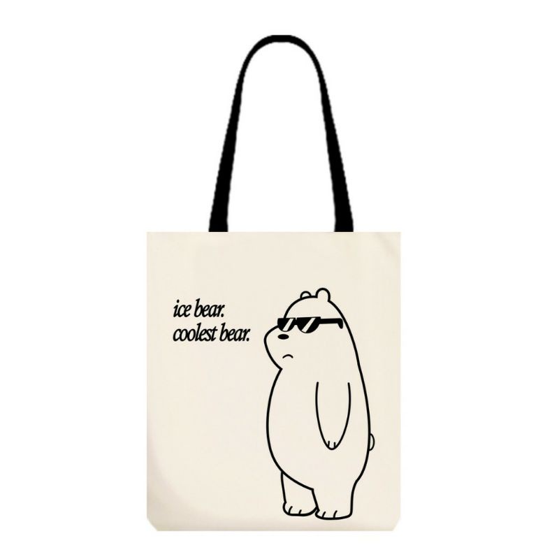 Arifirn Bear Kacamata - Tas Tote Bag Wanita Murah (Resleting)
