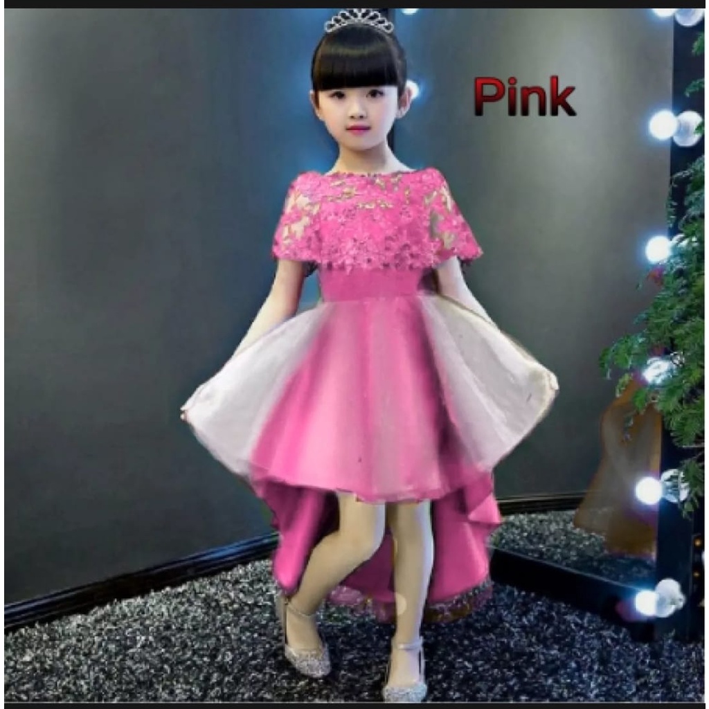 INV - DRESS KIDS CINDERELA BRUKAT / COMBI BAHAN KACA / 3 WARNA / TERBARU/UMUR 4-7 TAHUN