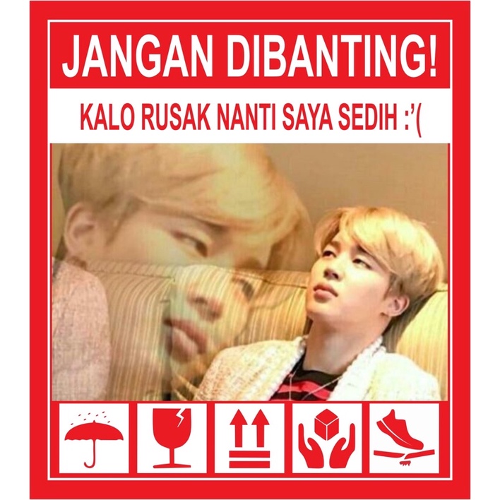 STIKER FRAGILE KPOP LUCU KOREA STIKER JANGAN DIBANTING-J