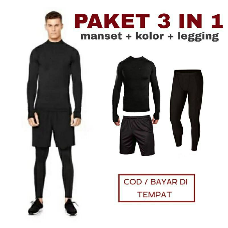 Pakaian Olahraga Pria Wanita Unisex Celana Pendek Sport Manset Baselayer Legging Panjang Sepak Bola Futsal Lari Gym Basket Jogging Mendaki Renang Volly Badminton