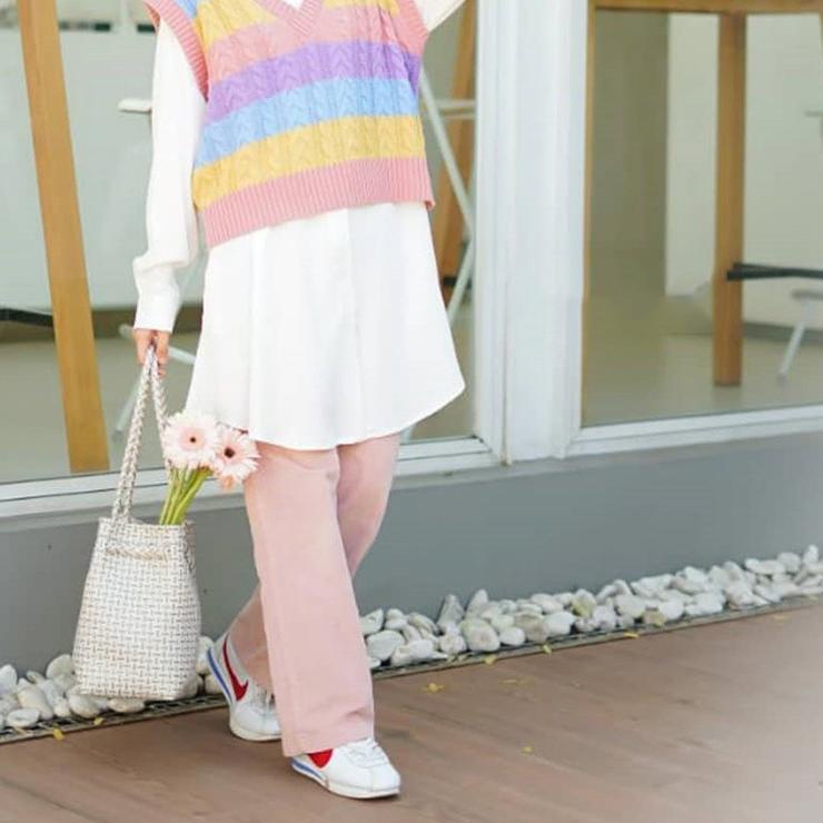 ♥ Candy Cable Vest Rompi Rajut Wanita / Vest Cable Rainbow / Rompi Rajut Wanita Warna Pelangi / Romp