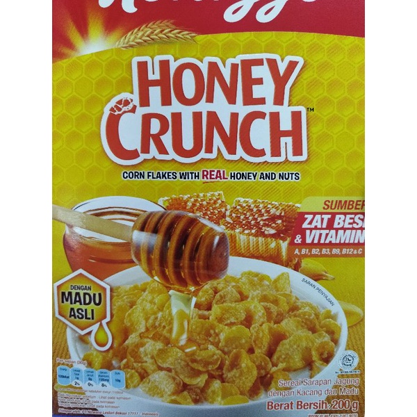 

KELLOGG'S CORN FLAKES HONEY CRUNCH WITH NUTS 200 GRAM / KELLOGG'S / CORN FLAKES / SEREAL JAGUNG