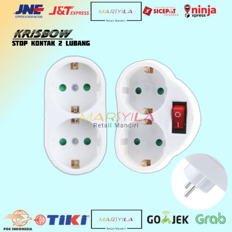 STOP KONTAK 2 LUBANG | COLOKAN LISTRIK | EXTENTION 2 WAY | KRISBOW STOP KONTAK | COLOKAN CABANG T