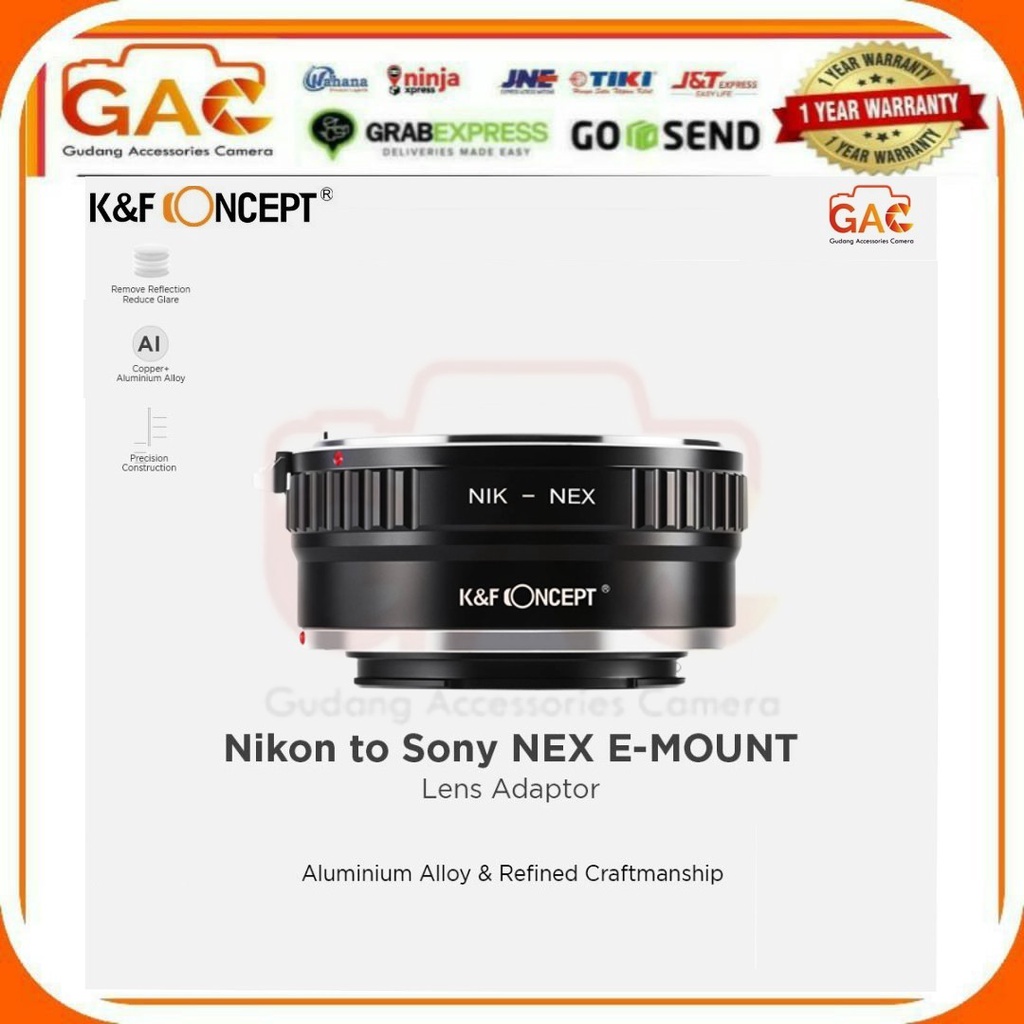 Adapter Lens Mount Nikon to Sony Nex E-Mount KNF Concept