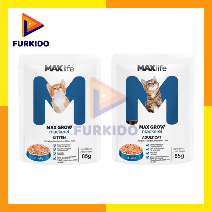 Maxlife Cat Kitten &amp; Adult Pouch Mackerel 85 Gram / Wet Food