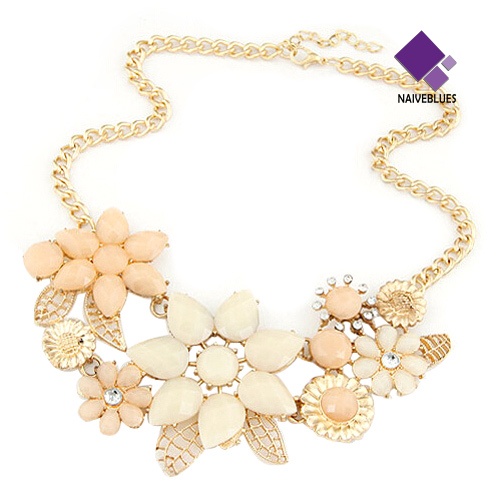 Kalung Choker Rantai Desain Bunga Bahan Resin Untuk Wanita