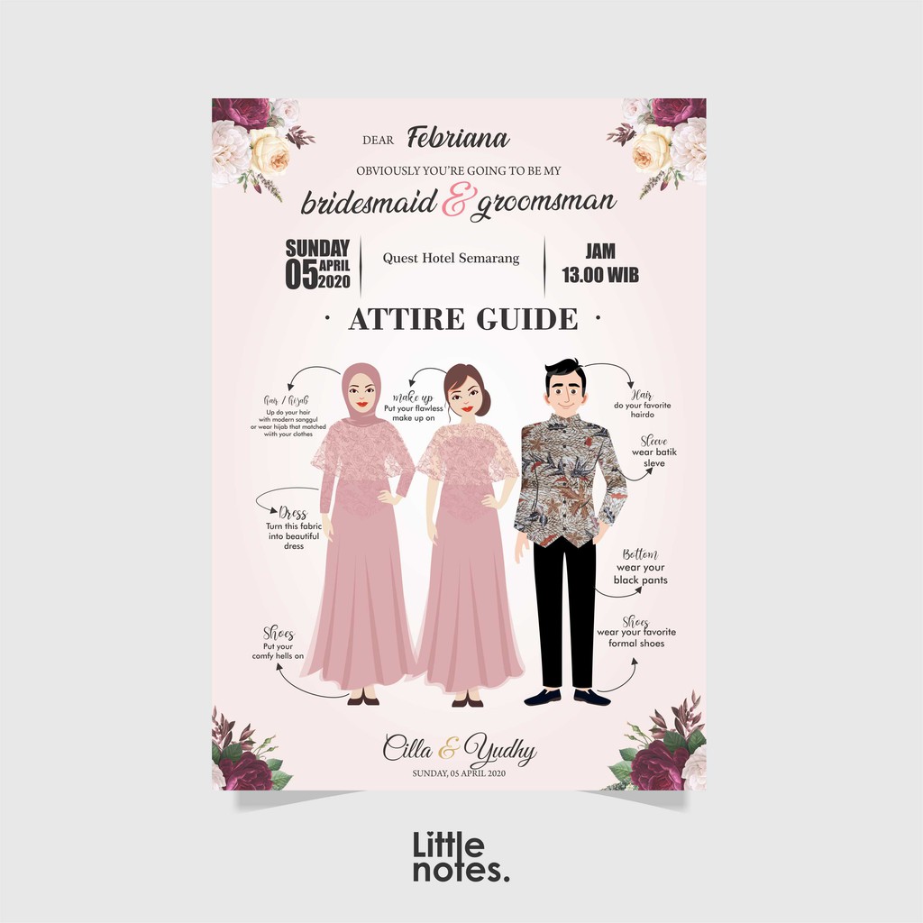 

ATTIRE GUIDE CARD / BRIDESMAID CARD