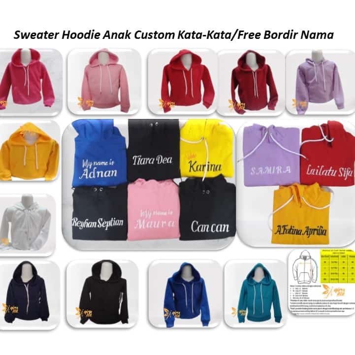 Hoodie Anak Bordir Costem Nama Suka Suka 1-12tH