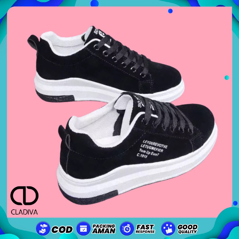 Sepatu Sneakers Wanita Tulisan 1918 Spatu Snekers Snakers Cewe Cewek Perempuan FSH207 Cladiva