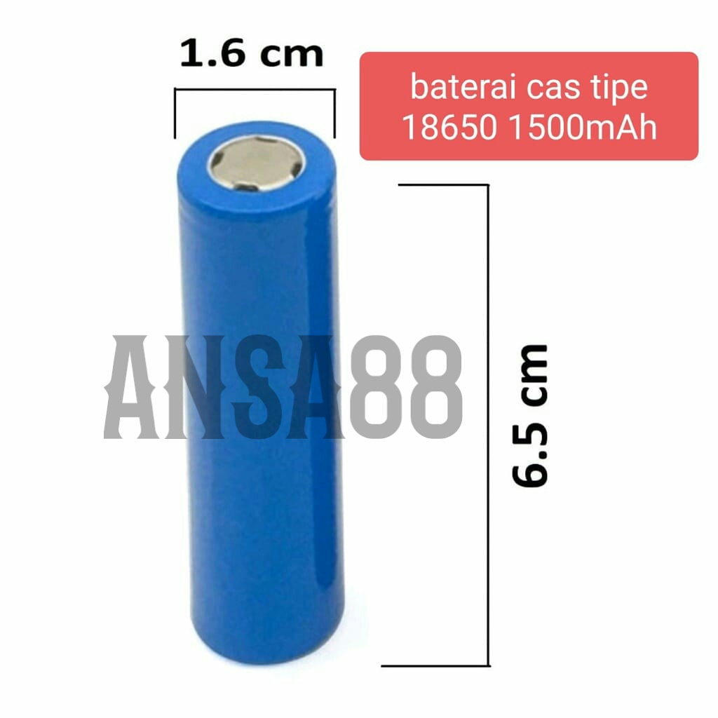 Baterai cas biru polos tipe 18650 1500mAh baterai senter taktikal baterai microphone baterai powerbank cas 18650