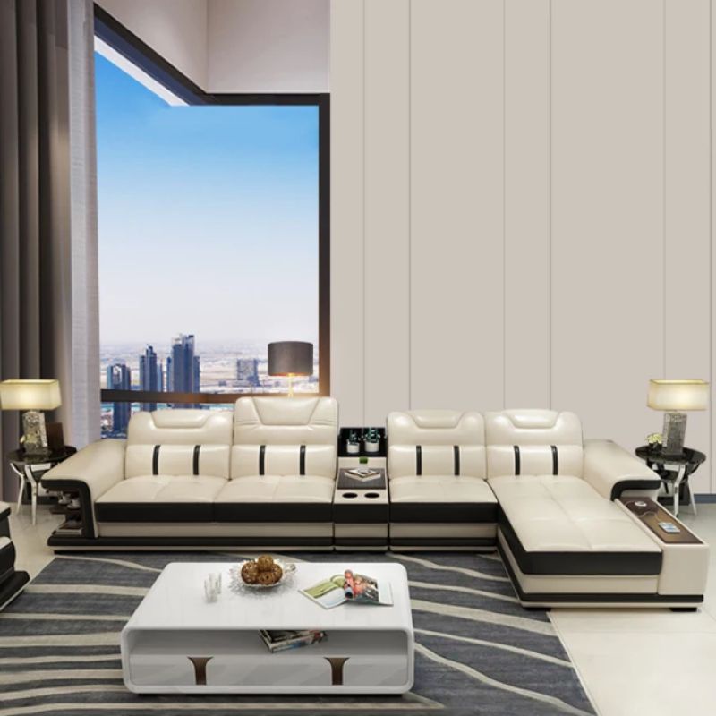 SOFA KULIT LETTER L KURSI TAMU SUDUT SOFA RUANG TAMU MINIMALIS MODERN KUALITAS PREMIUM