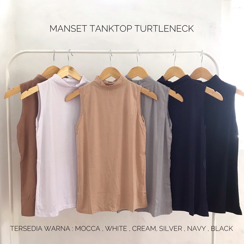 Manset Tanpa Lengan Inner Manset Buntung Kerah Tinggi Dalaman Buntung Kaos Daleman Wanita Manset Bun