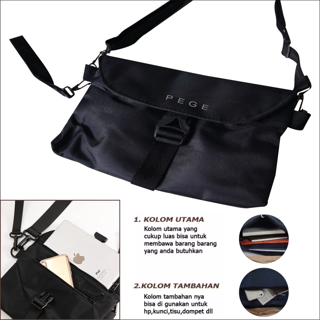 Tas Selempang Handbag Korea Style Keren Slempang Pria Multifungsi Bisa Untuk Clutch Pouc - PG - 8847