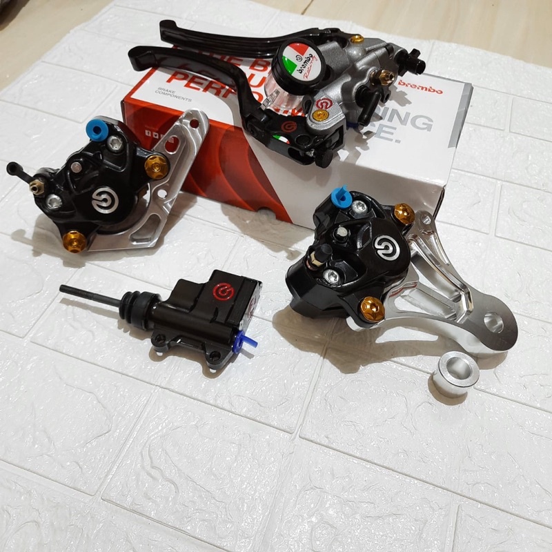 PAKET PENGEREMAN FULL SET NINJA R NINJA RR 150 MASTER REM+KALIPER DAN BREKET DEPAN BELAKANG TONJOKAN