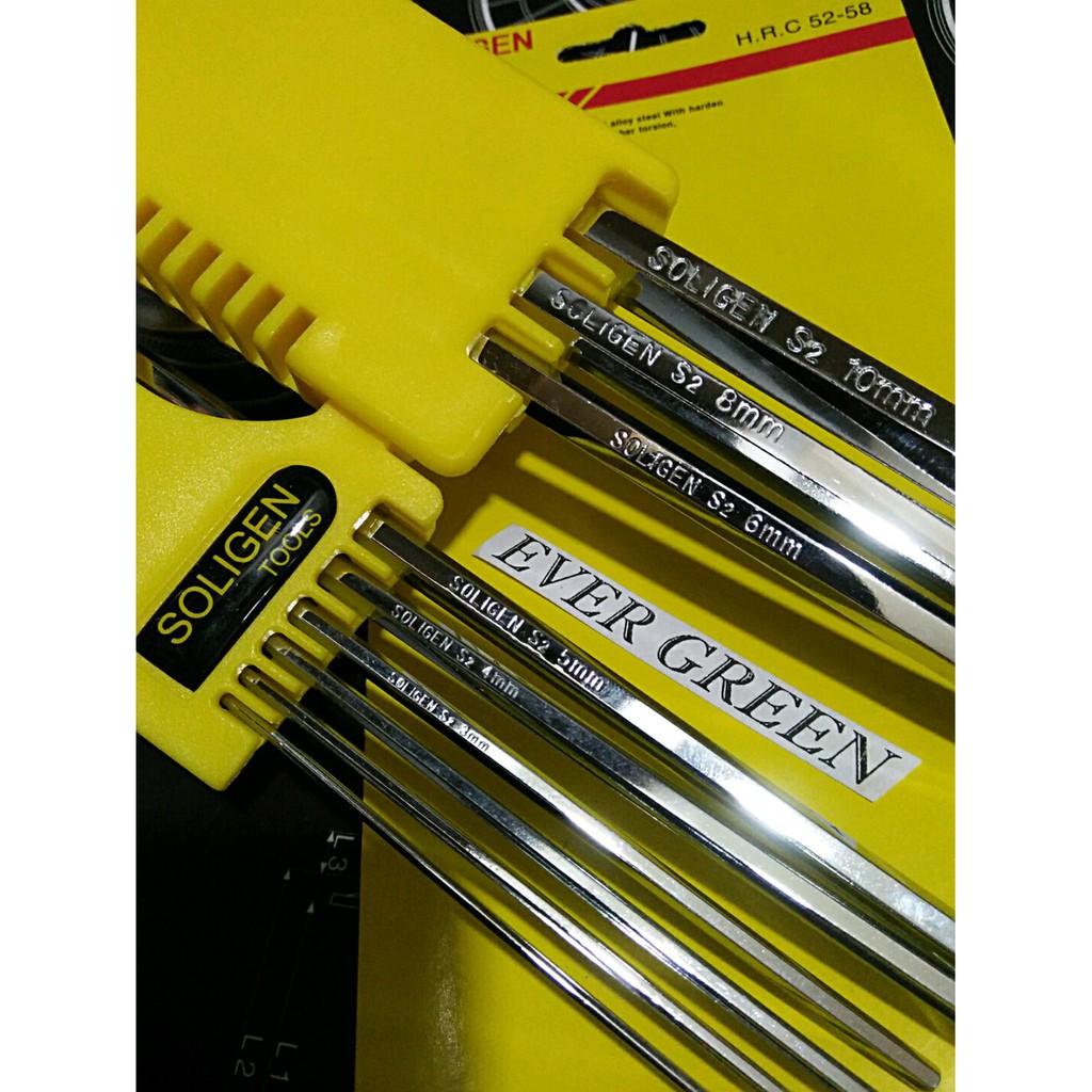 KUNCI L set PANJANG 9 pcs FULL EXTRA LONG .. sedia Treker Bearing Stang Mata Kunci Sok T L Bintang
