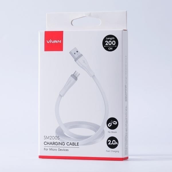 SM200S - KABEL DATA VIVAN MICRO USB FAST CHARGING FOR ANDROID 2A 2M