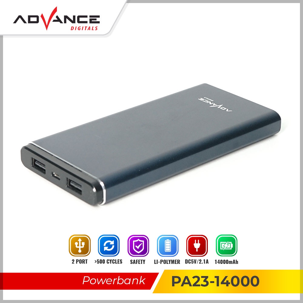 Power Bank Terlaris Fast Charging Terbaik Bisa COD Mini Murah T3W1 100% Ori ADVANCE Powerbank 14000m