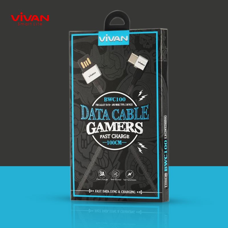 VIVAN Kabel Data Gaming USB Micro + Type C + iPhone Siku Fast Charging Original Garansi 1 Tahun BW