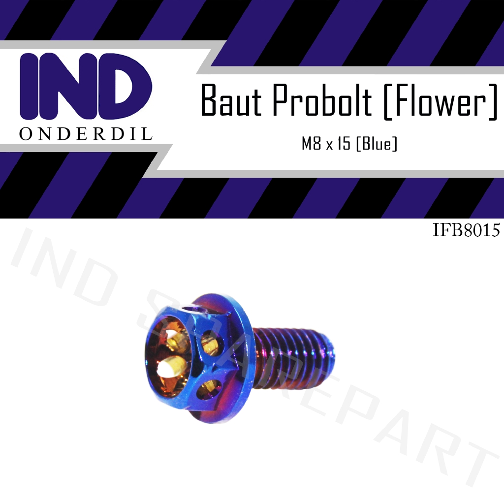 Baut-Baud Probolt Blue-Biru M8x15-8x15 Flower Tutup Oli Gardan Honda Scoopy-FI-F1-eSP-LED-New-Old