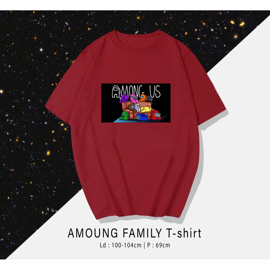 AMONG US FAM LUCU   / TERMURAH BAJU KAOS KATUN WANITA/ PRIA UNISEX LENGAN PENDEK / TUMBLR TEE